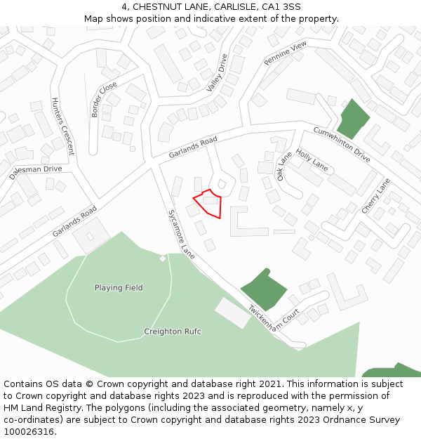 4, CHESTNUT LANE, CARLISLE, CA1 3SS: Location map and indicative extent of plot
