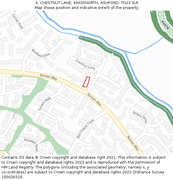 4, CHESTNUT LANE, KINGSNORTH, ASHFORD, TN23 3LR: Location map and indicative extent of plot