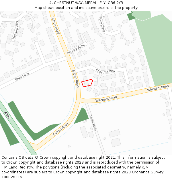 4, CHESTNUT WAY, MEPAL, ELY, CB6 2YR: Location map and indicative extent of plot