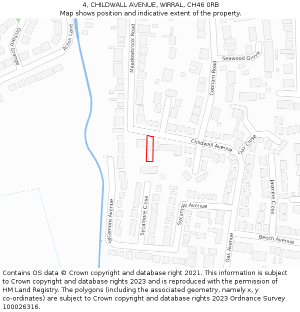 4, CHILDWALL AVENUE, WIRRAL, CH46 0RB: Location map and indicative extent of plot