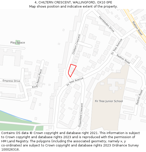 4, CHILTERN CRESCENT, WALLINGFORD, OX10 0PE: Location map and indicative extent of plot