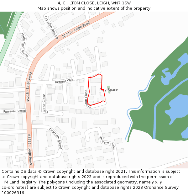 4, CHILTON CLOSE, LEIGH, WN7 1SW: Location map and indicative extent of plot
