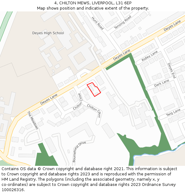 4, CHILTON MEWS, LIVERPOOL, L31 6EP: Location map and indicative extent of plot