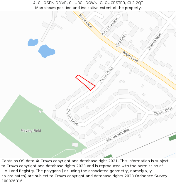 4, CHOSEN DRIVE, CHURCHDOWN, GLOUCESTER, GL3 2QT: Location map and indicative extent of plot