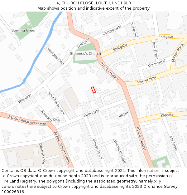 4, CHURCH CLOSE, LOUTH, LN11 9LR: Location map and indicative extent of plot