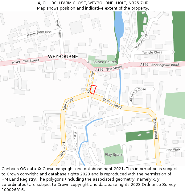 4, CHURCH FARM CLOSE, WEYBOURNE, HOLT, NR25 7HP: Location map and indicative extent of plot