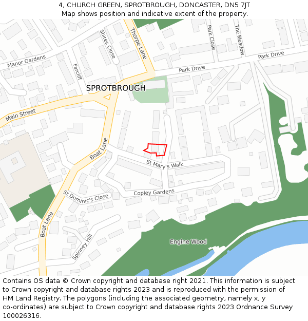4, CHURCH GREEN, SPROTBROUGH, DONCASTER, DN5 7JT: Location map and indicative extent of plot
