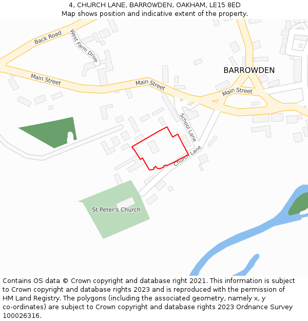 4, CHURCH LANE, BARROWDEN, OAKHAM, LE15 8ED: Location map and indicative extent of plot