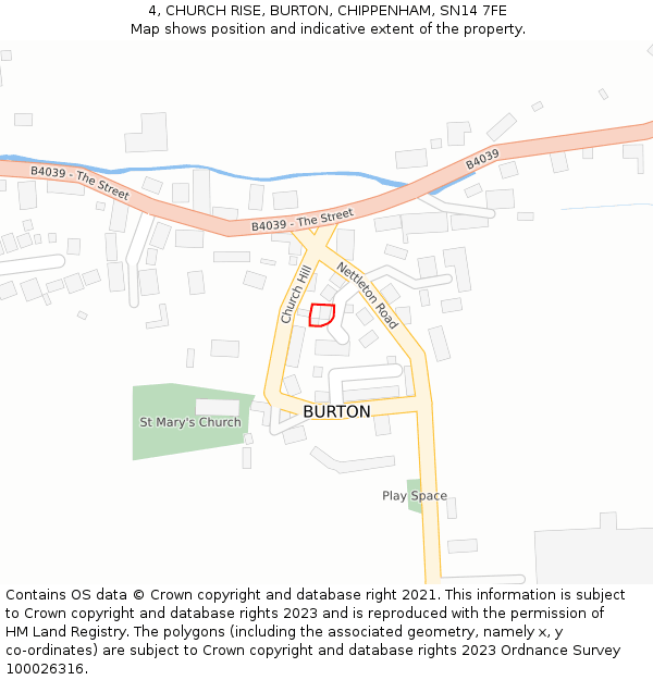 4, CHURCH RISE, BURTON, CHIPPENHAM, SN14 7FE: Location map and indicative extent of plot