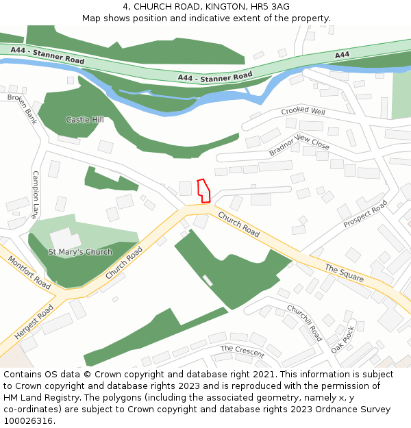 4, CHURCH ROAD, KINGTON, HR5 3AG: Location map and indicative extent of plot