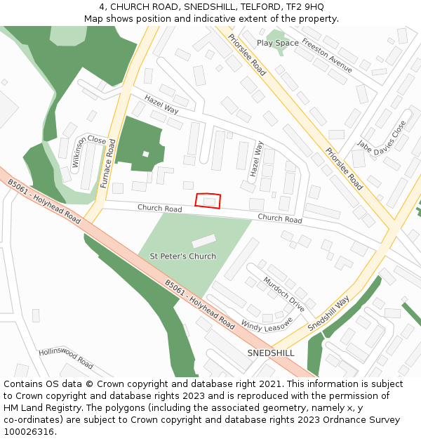 4, CHURCH ROAD, SNEDSHILL, TELFORD, TF2 9HQ: Location map and indicative extent of plot