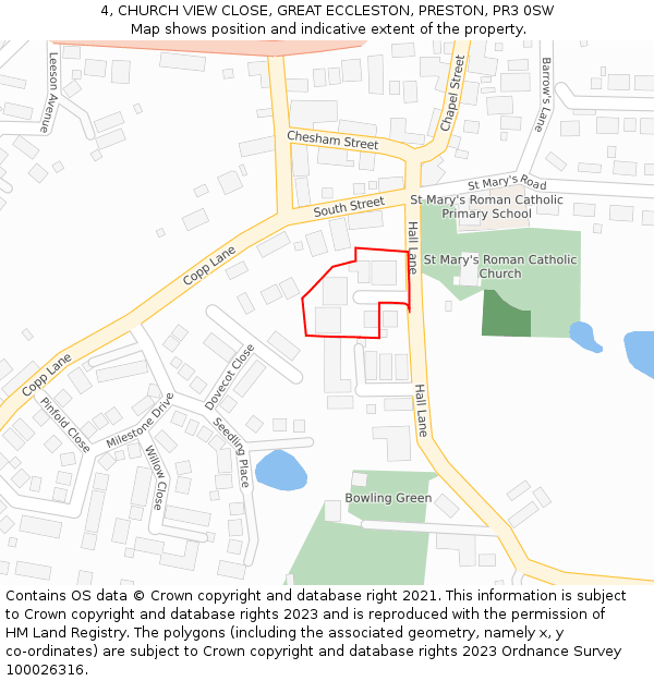 4, CHURCH VIEW CLOSE, GREAT ECCLESTON, PRESTON, PR3 0SW: Location map and indicative extent of plot