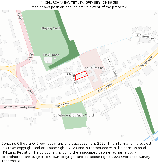 4, CHURCH VIEW, TETNEY, GRIMSBY, DN36 5JS: Location map and indicative extent of plot