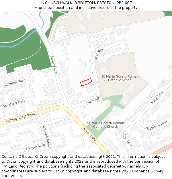 4, CHURCH WALK, RIBBLETON, PRESTON, PR2 6SZ: Location map and indicative extent of plot