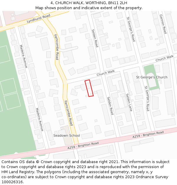 4, CHURCH WALK, WORTHING, BN11 2LH: Location map and indicative extent of plot