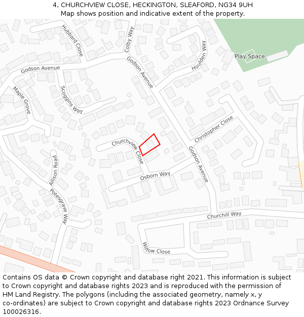 4, CHURCHVIEW CLOSE, HECKINGTON, SLEAFORD, NG34 9UH: Location map and indicative extent of plot