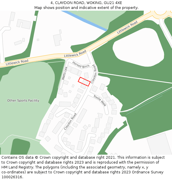 4, CLAYDON ROAD, WOKING, GU21 4XE: Location map and indicative extent of plot