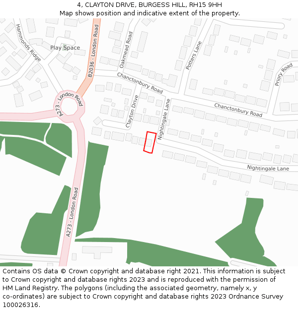 4, CLAYTON DRIVE, BURGESS HILL, RH15 9HH: Location map and indicative extent of plot