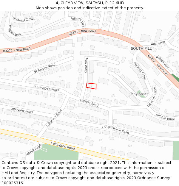 4, CLEAR VIEW, SALTASH, PL12 6HB: Location map and indicative extent of plot