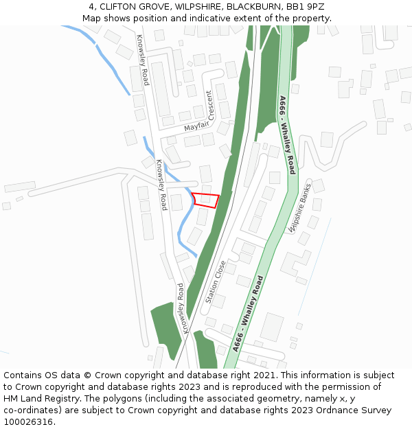 4, CLIFTON GROVE, WILPSHIRE, BLACKBURN, BB1 9PZ: Location map and indicative extent of plot