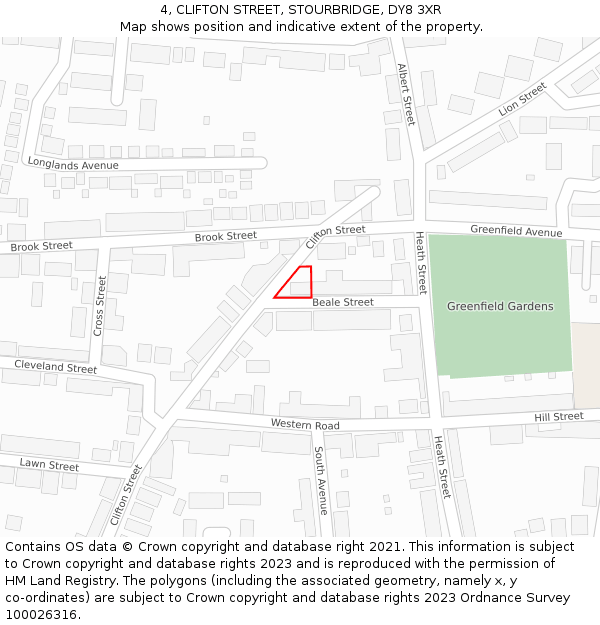 4, CLIFTON STREET, STOURBRIDGE, DY8 3XR: Location map and indicative extent of plot