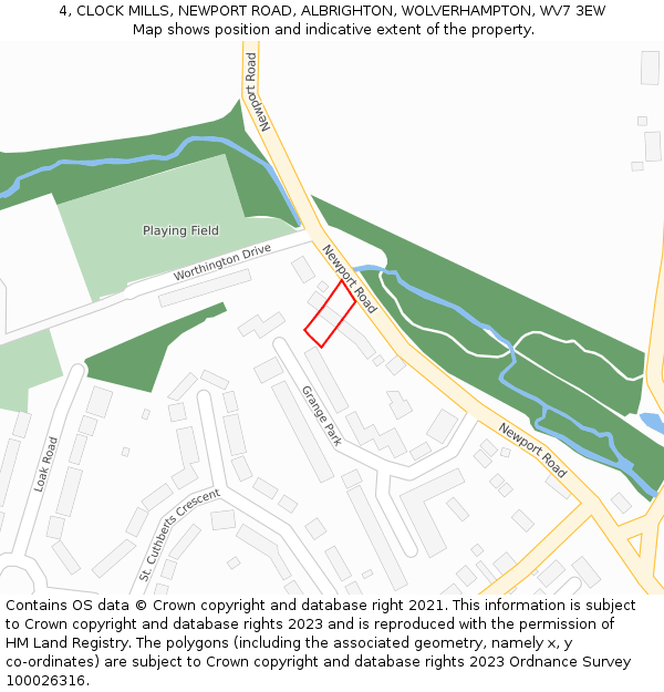 4, CLOCK MILLS, NEWPORT ROAD, ALBRIGHTON, WOLVERHAMPTON, WV7 3EW: Location map and indicative extent of plot