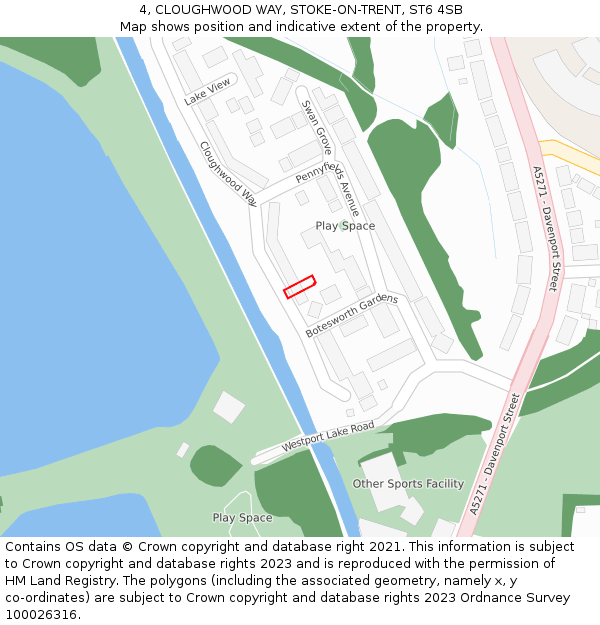 4, CLOUGHWOOD WAY, STOKE-ON-TRENT, ST6 4SB: Location map and indicative extent of plot