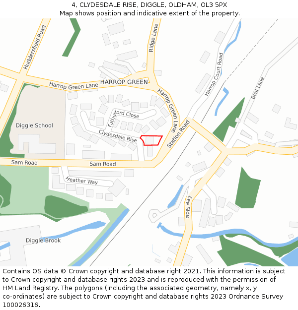 4, CLYDESDALE RISE, DIGGLE, OLDHAM, OL3 5PX: Location map and indicative extent of plot