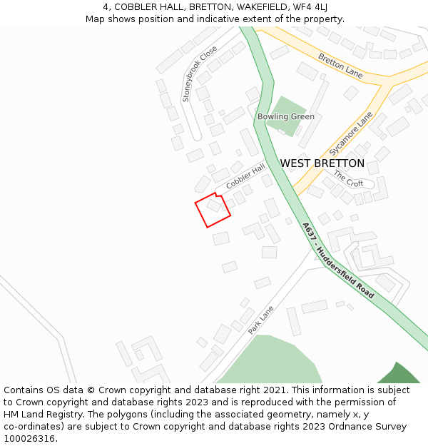 4, COBBLER HALL, BRETTON, WAKEFIELD, WF4 4LJ: Location map and indicative extent of plot