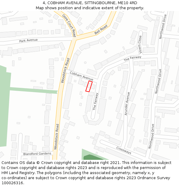 4, COBHAM AVENUE, SITTINGBOURNE, ME10 4RD: Location map and indicative extent of plot