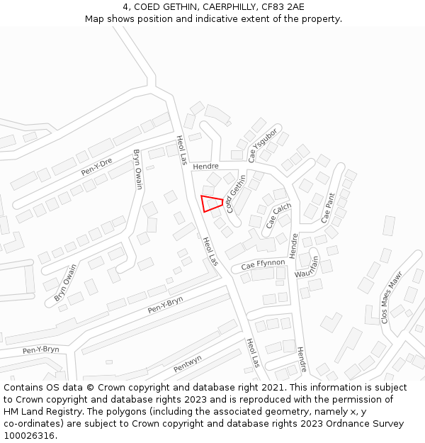 4, COED GETHIN, CAERPHILLY, CF83 2AE: Location map and indicative extent of plot