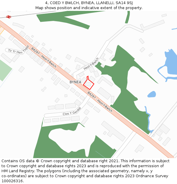 4, COED Y BWLCH, BYNEA, LLANELLI, SA14 9SJ: Location map and indicative extent of plot