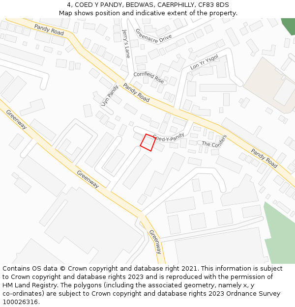 4, COED Y PANDY, BEDWAS, CAERPHILLY, CF83 8DS: Location map and indicative extent of plot