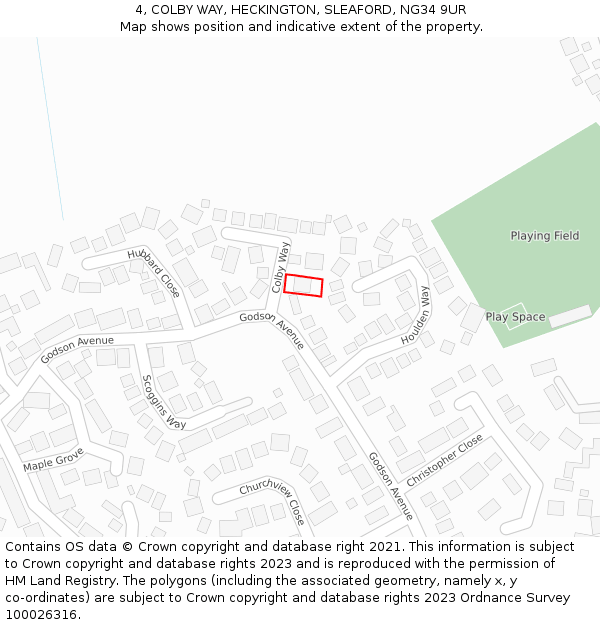 4, COLBY WAY, HECKINGTON, SLEAFORD, NG34 9UR: Location map and indicative extent of plot