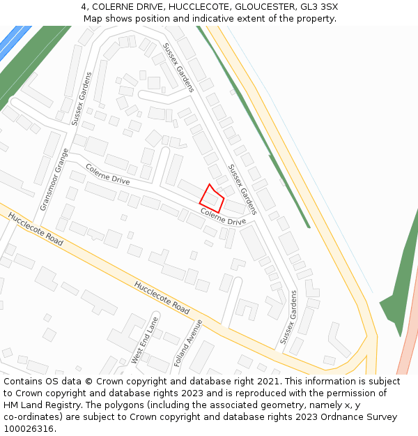 4, COLERNE DRIVE, HUCCLECOTE, GLOUCESTER, GL3 3SX: Location map and indicative extent of plot