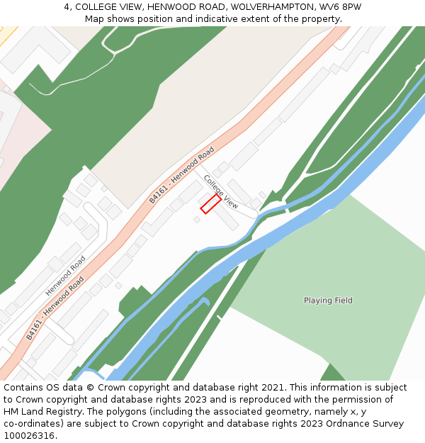 4, COLLEGE VIEW, HENWOOD ROAD, WOLVERHAMPTON, WV6 8PW: Location map and indicative extent of plot