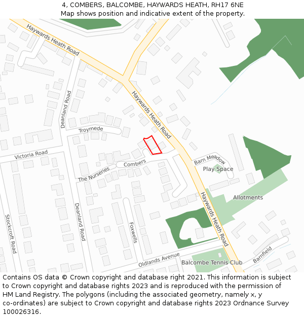 4, COMBERS, BALCOMBE, HAYWARDS HEATH, RH17 6NE: Location map and indicative extent of plot