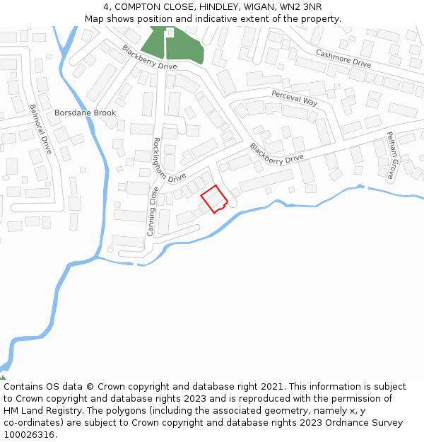 4, COMPTON CLOSE, HINDLEY, WIGAN, WN2 3NR: Location map and indicative extent of plot