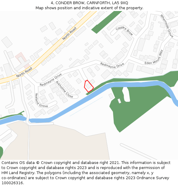 4, CONDER BROW, CARNFORTH, LA5 9XQ: Location map and indicative extent of plot