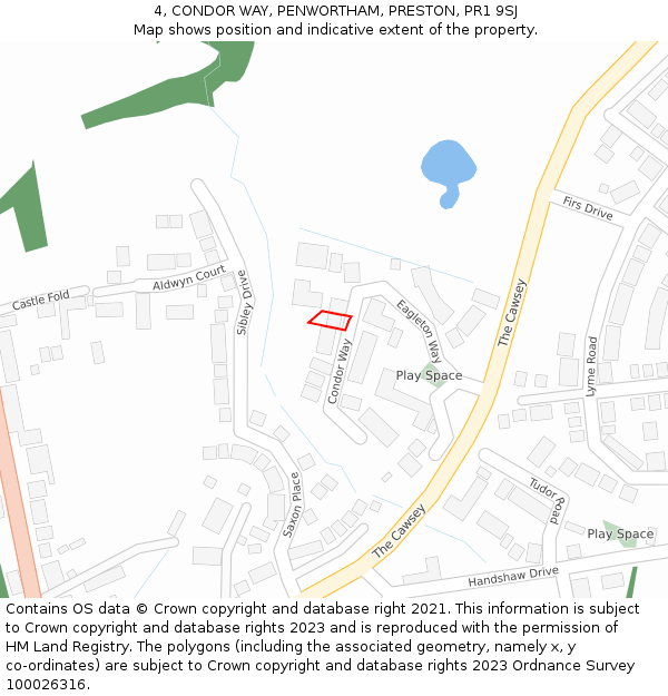 4, CONDOR WAY, PENWORTHAM, PRESTON, PR1 9SJ: Location map and indicative extent of plot