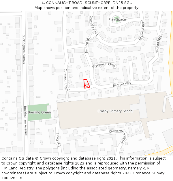 4, CONNAUGHT ROAD, SCUNTHORPE, DN15 8GU: Location map and indicative extent of plot