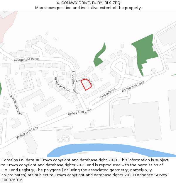 4, CONWAY DRIVE, BURY, BL9 7PQ: Location map and indicative extent of plot