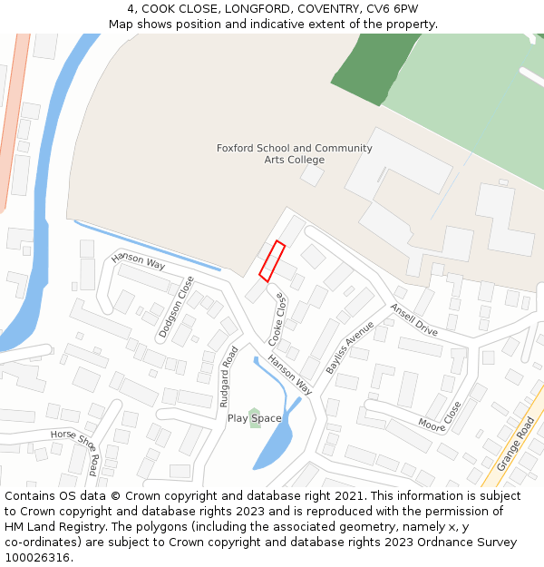 4, COOK CLOSE, LONGFORD, COVENTRY, CV6 6PW: Location map and indicative extent of plot