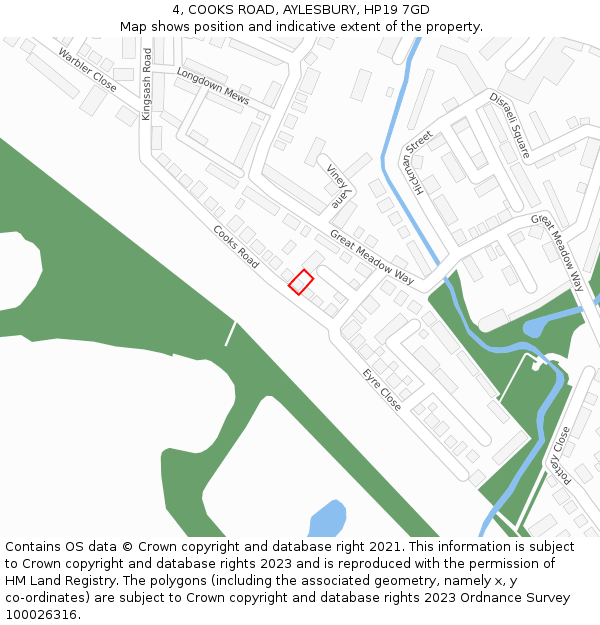 4, COOKS ROAD, AYLESBURY, HP19 7GD: Location map and indicative extent of plot