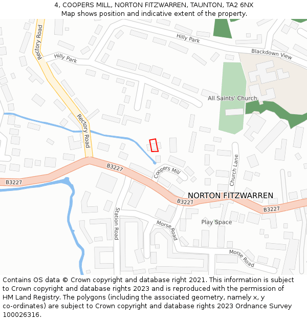 4, COOPERS MILL, NORTON FITZWARREN, TAUNTON, TA2 6NX: Location map and indicative extent of plot