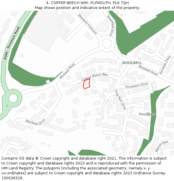 4, COPPER BEECH WAY, PLYMOUTH, PL6 7QH: Location map and indicative extent of plot