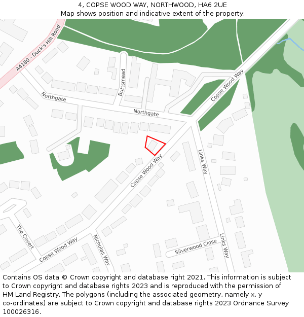 4, COPSE WOOD WAY, NORTHWOOD, HA6 2UE: Location map and indicative extent of plot