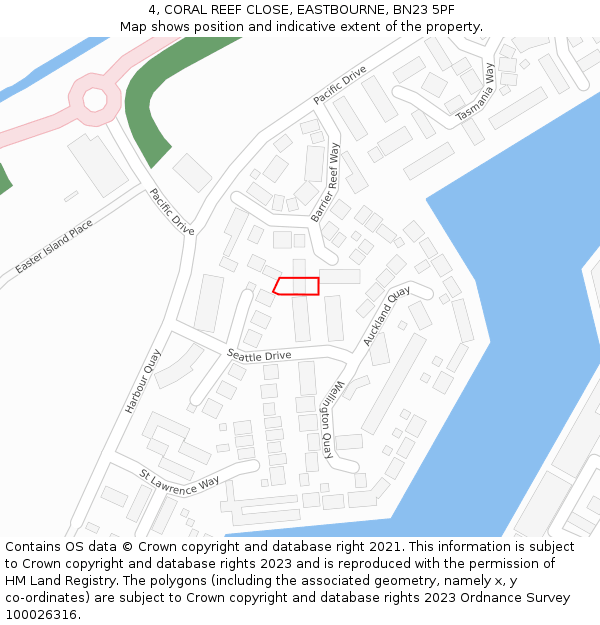 4, CORAL REEF CLOSE, EASTBOURNE, BN23 5PF: Location map and indicative extent of plot