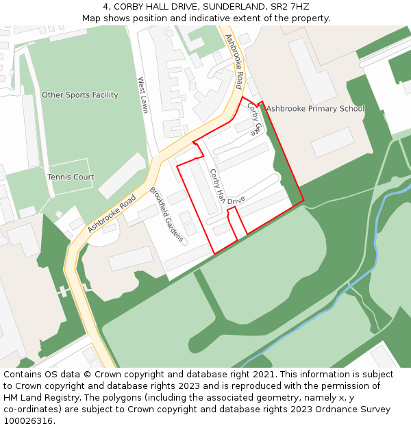 4, CORBY HALL DRIVE, SUNDERLAND, SR2 7HZ: Location map and indicative extent of plot