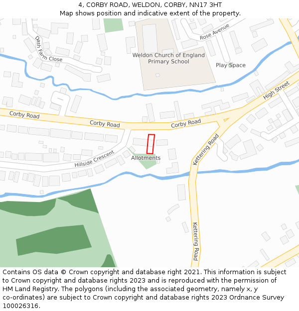 4, CORBY ROAD, WELDON, CORBY, NN17 3HT: Location map and indicative extent of plot